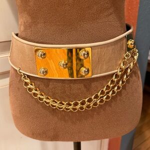 VTG Cache Gold Tan Chain Accent Belt Equestrian